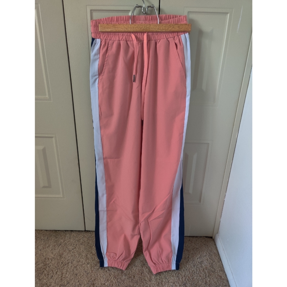 Light pink joggers with stripe detail